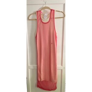 Helmut Lang hot pink sheer ribbed dress XS